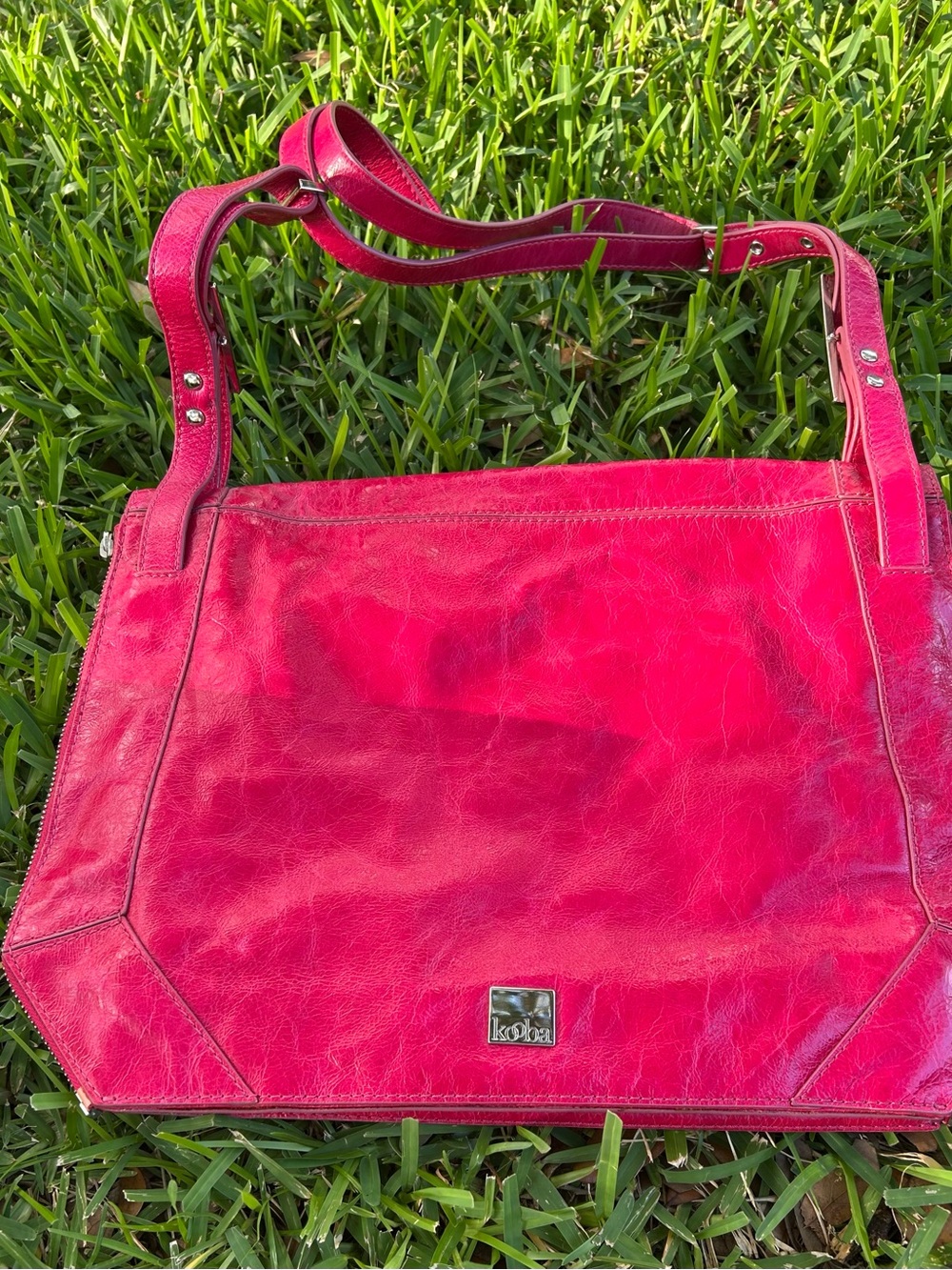 Kooba Fuchsia Leather Messenger Bag - Picture 9 of 12